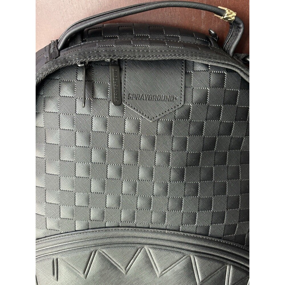 NEW Sprayground Raised Check Limited Edition Black Shark Mouth Backpack - Picture 4 of 16